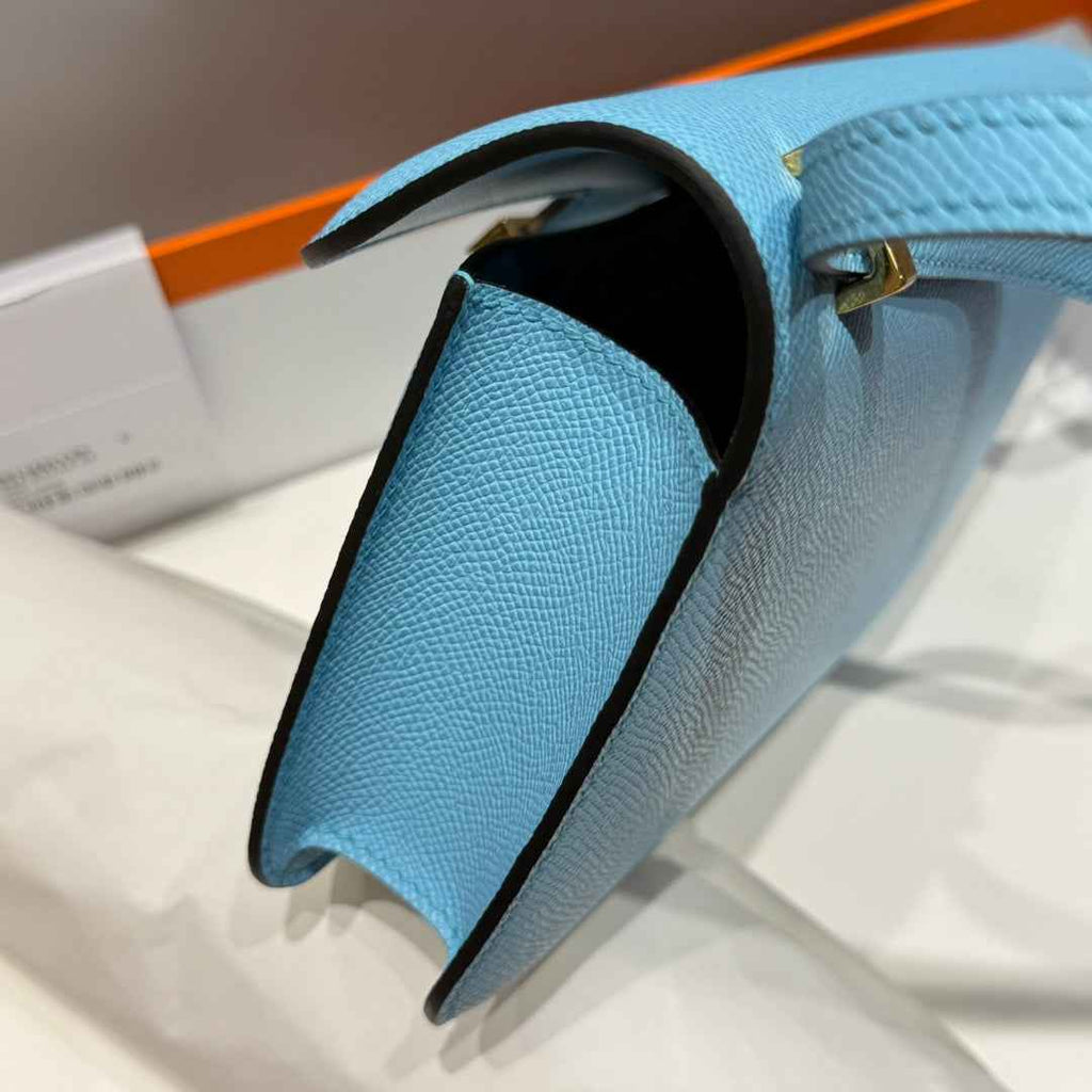 Hermes Constance Box Epsom Leather Blue Gold H082692