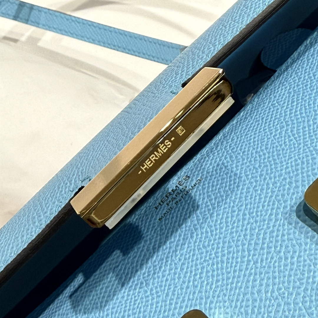 Hermes Constance Box Epsom Leather Blue Gold H082692
