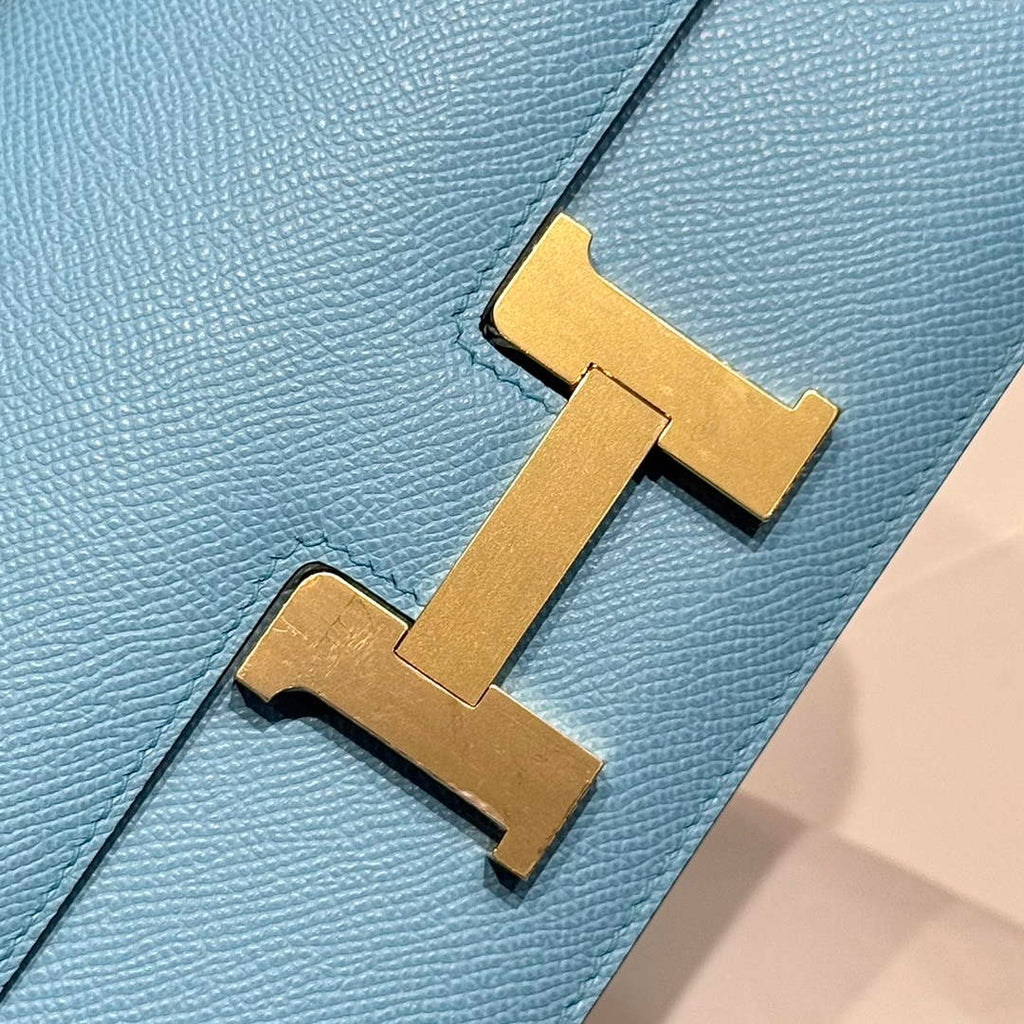 Hermes Constance Box Epsom Leather Blue Gold H082692