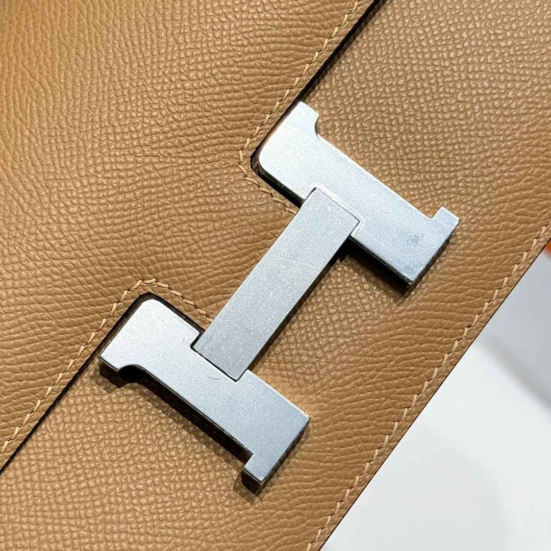 Hermes Constance Box Epsom Leather Apricot Silver H082694