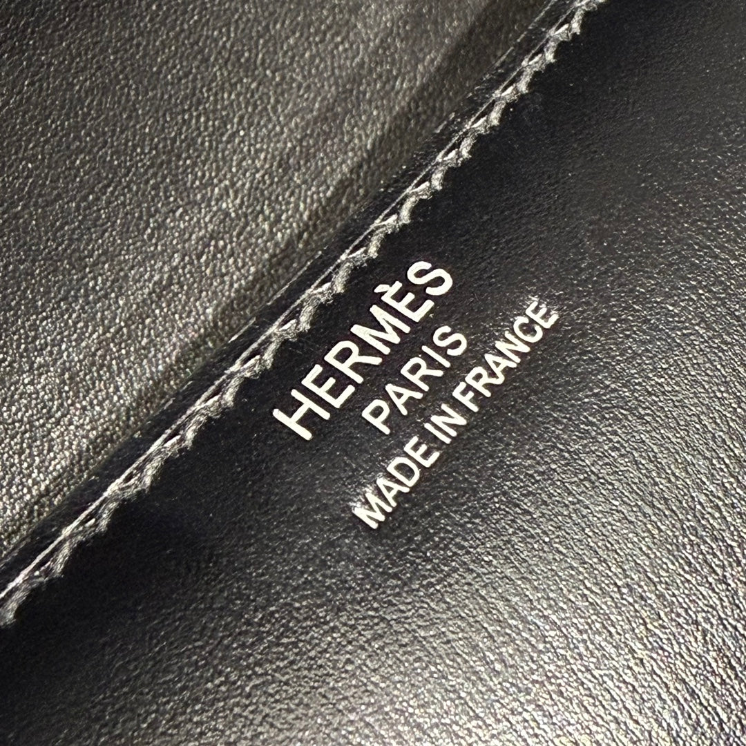Hermes Constance Box Leather bag 24cm Black Silver H082680