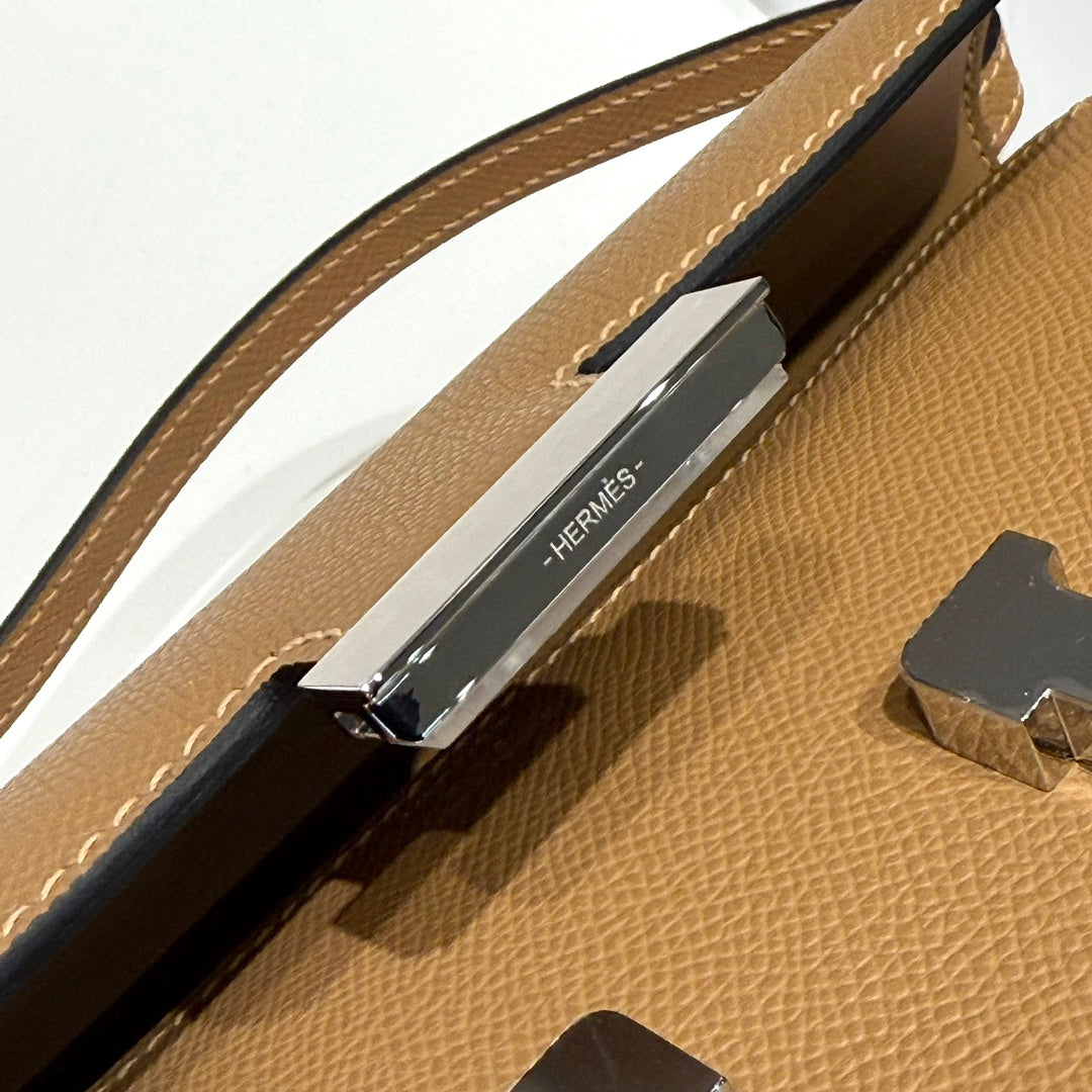 Hermes Constance Box Epsom Leather Apricot Silver H082694