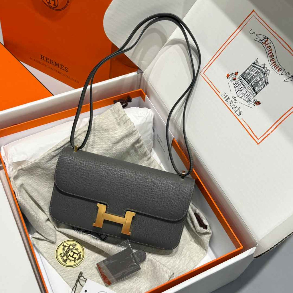 Hermes Constance Box Epsom Leather Dark Gray Gold H082696