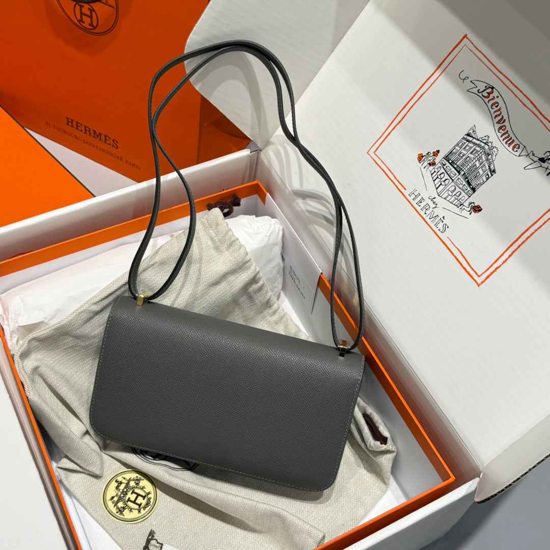 Hermes Constance Box Epsom Leather Dark Gray Gold H082696