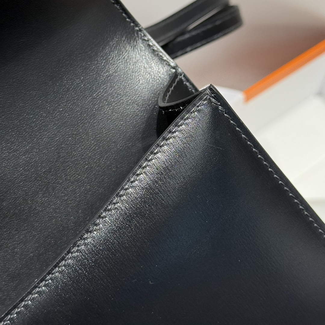 Hermes Constance Box Leather bag 24cm Black Silver H082680