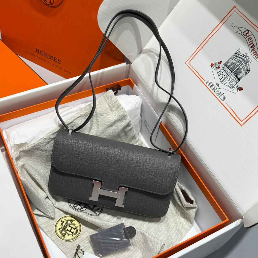 Hermes Constance Box Epsom Leather Dark Gray Silver H082695