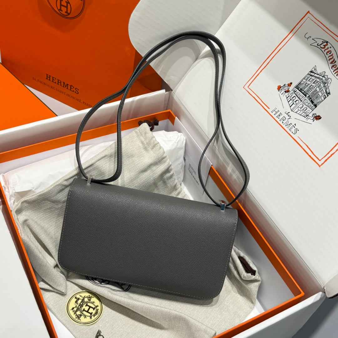 Hermes Constance Box Epsom Leather Dark Gray Silver H082695