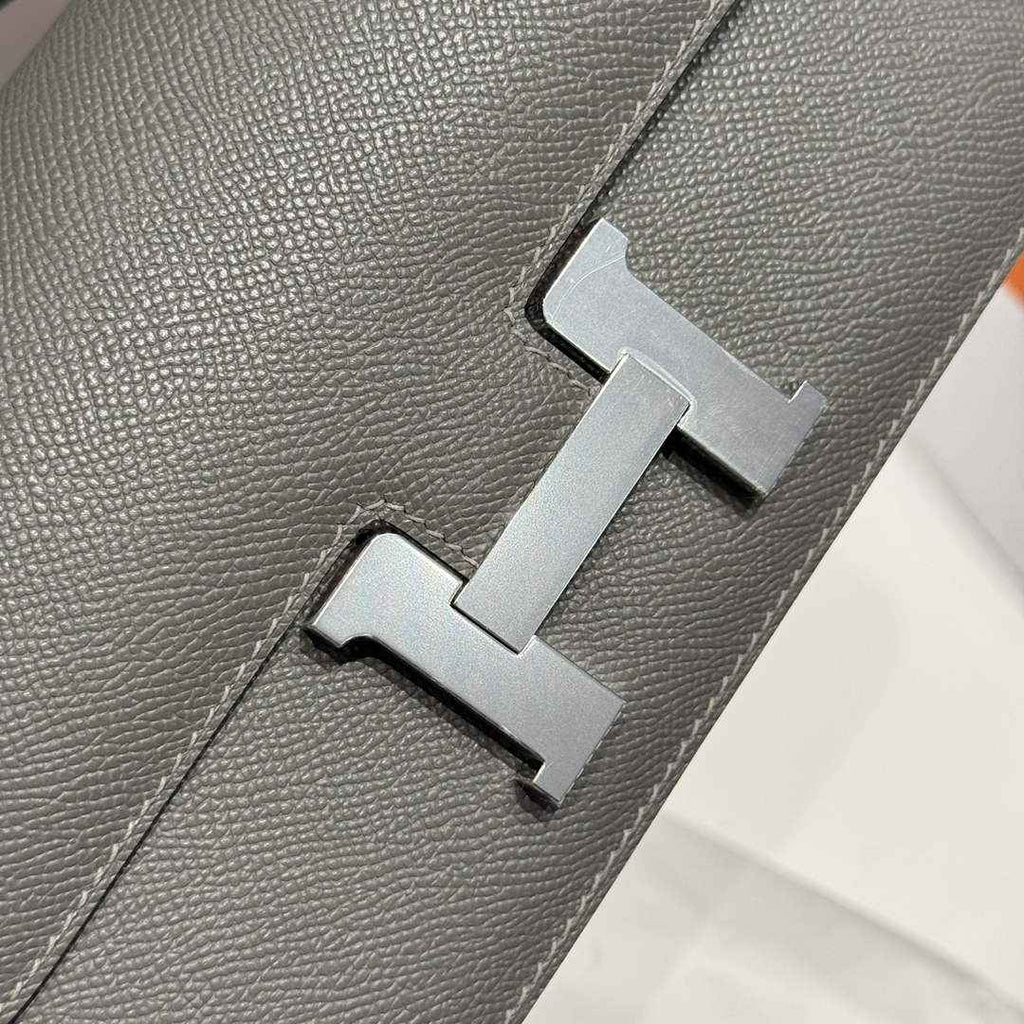 Hermes Constance Box Epsom Leather Dark Gray Silver H082695