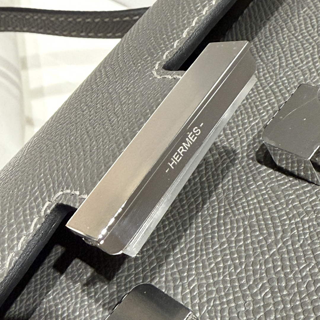 Hermes Constance Box Epsom Leather Dark Gray Silver H082695
