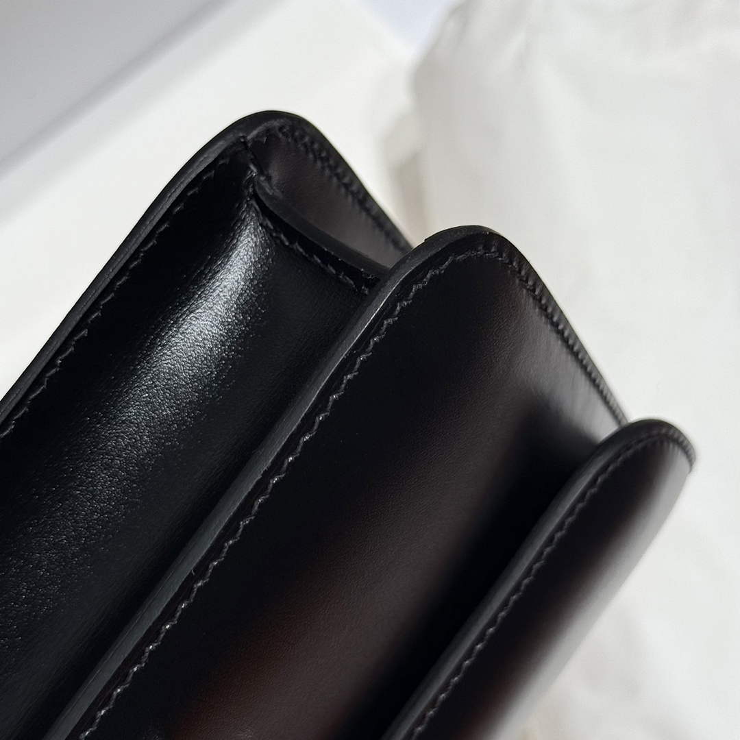 Hermes Constance Box Leather bag 24cm Black Silver H082680
