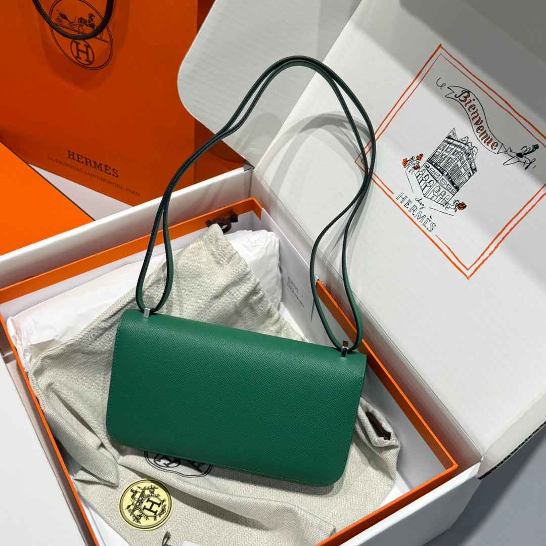 Hermes Constance Box Epsom Leather Green Silver H082698