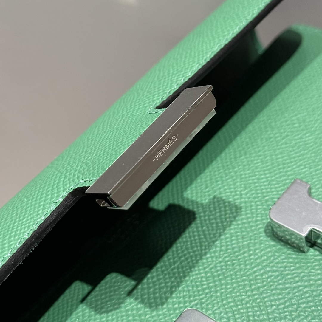 Hermes Constance Box Epsom Leather Green Silver H082698