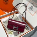 Hermes Constance Box Leather bag 24cm Red Silver H082682