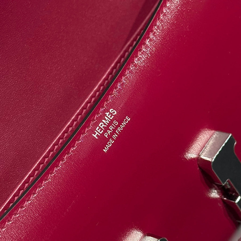 Hermes Constance Box Leather bag 24cm Red Silver H082682