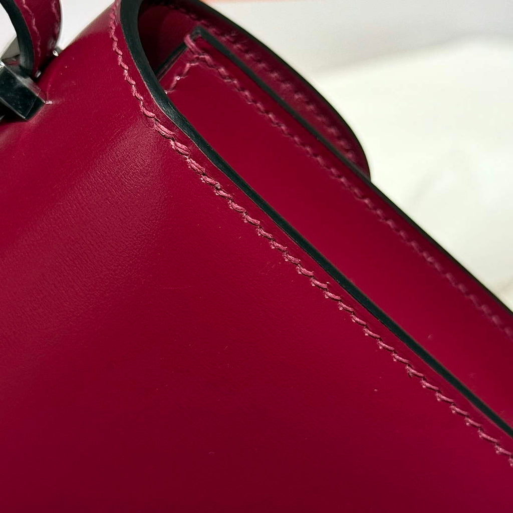 Hermes Constance Box Leather bag 24cm Red Silver H082682