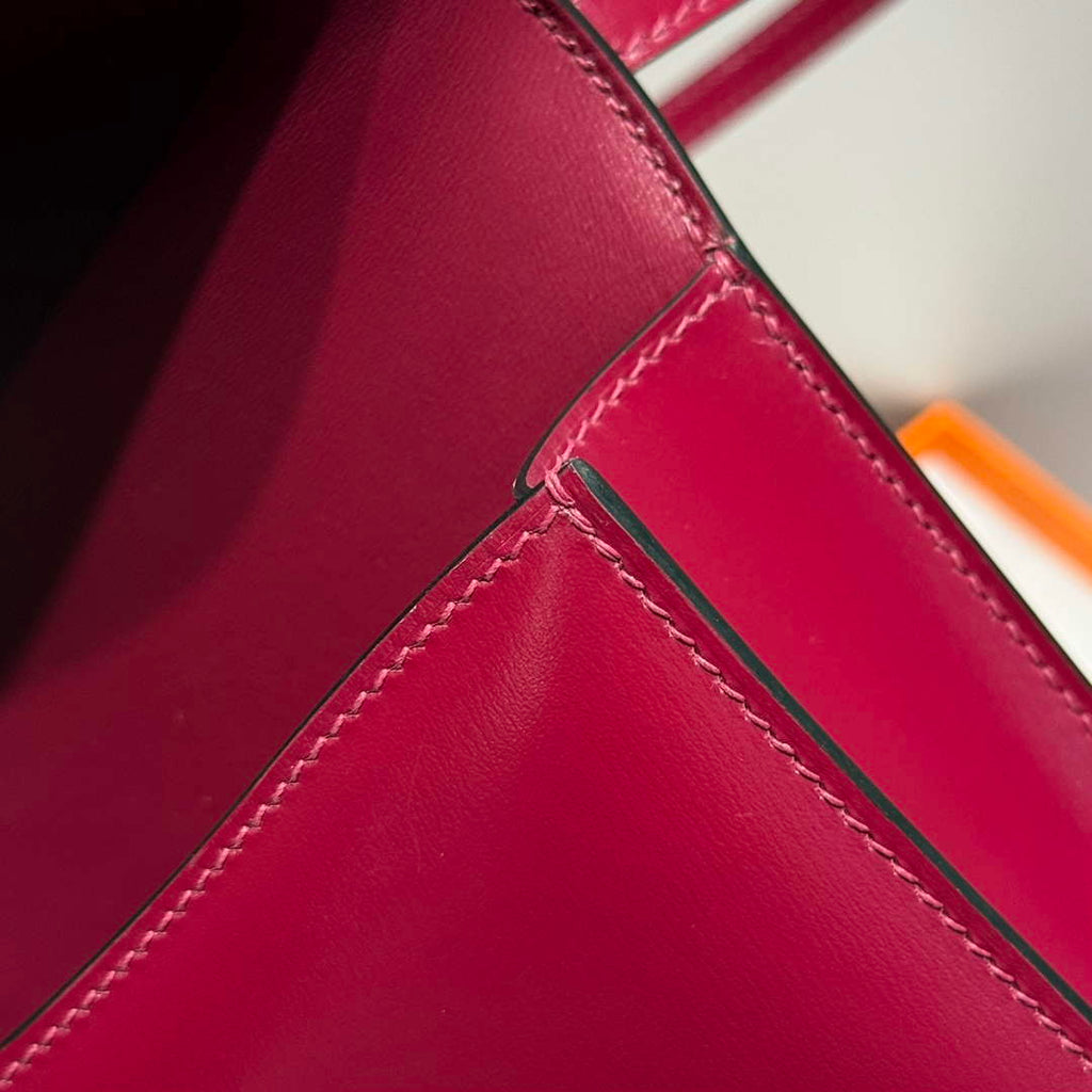 Hermes Constance Box Leather bag 24cm Red Silver H082682