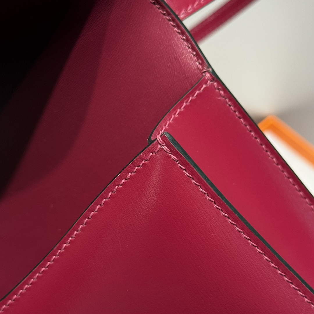 Hermes Constance Box Leather bag 24cm Red Silver H082682