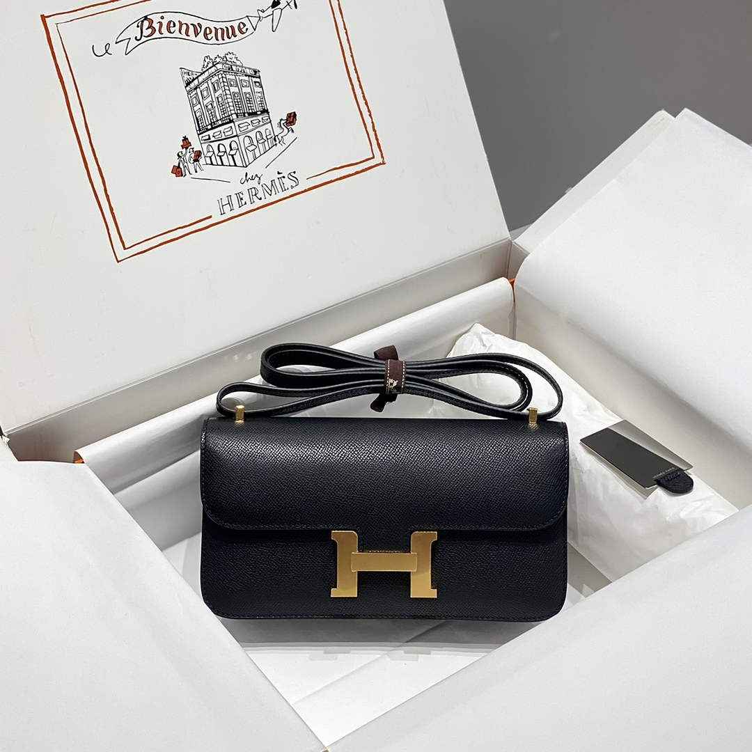 Hermes Constance Box Epsom Leather Black Gold H082701