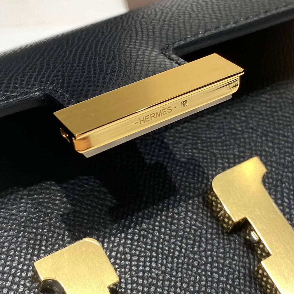 Hermes Constance Box Epsom Leather Black Gold H082701