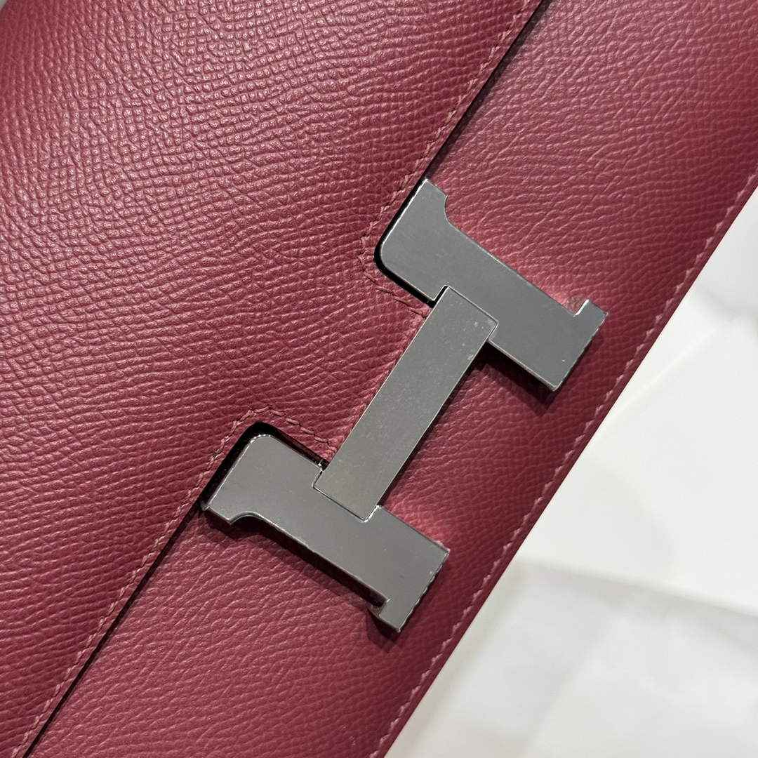 Hermes Constance Box Epsom Leather Wine Red Silver H082711