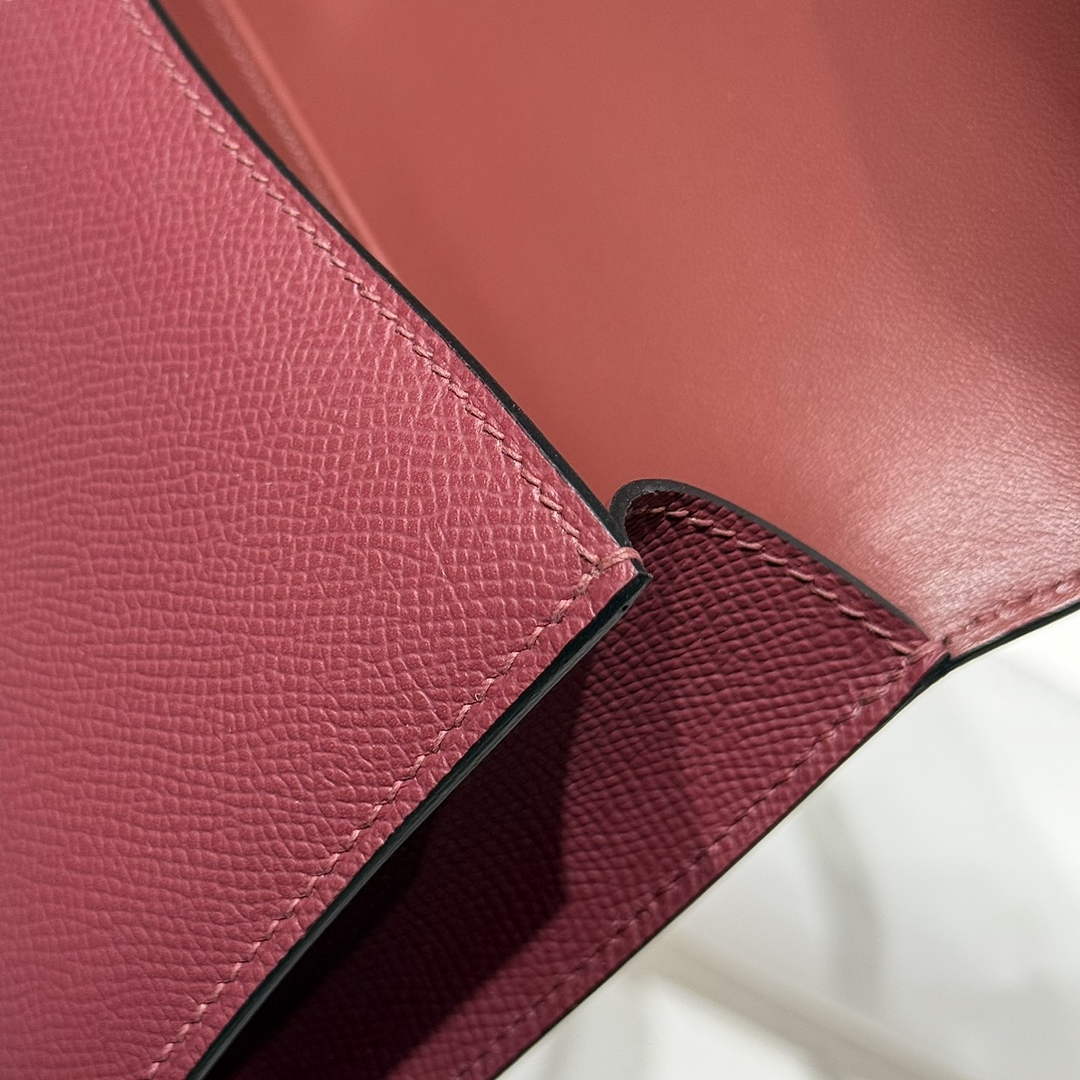 Hermes Constance Box Epsom Leather Wine Red Silver H082711