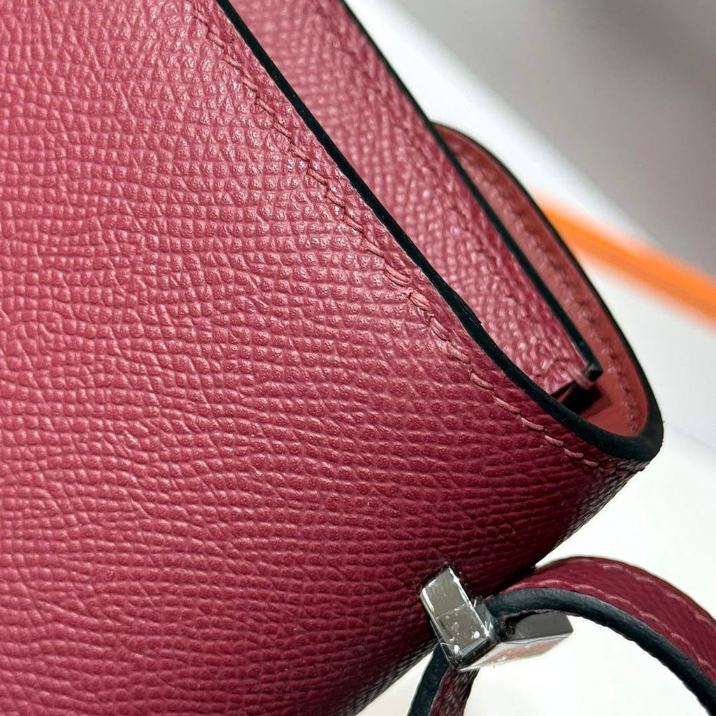Hermes Constance Box Epsom Leather Wine Red Silver H082711