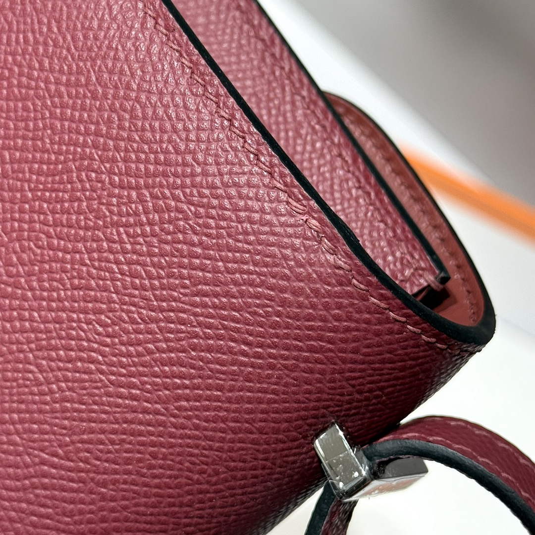 Hermes Constance Box Epsom Leather Wine Red Silver H082711