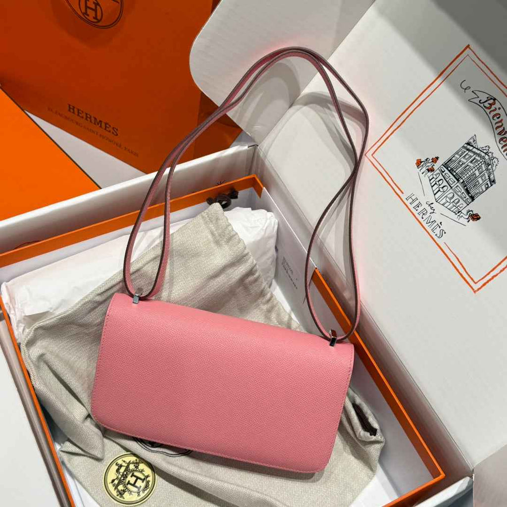 Hermes Constance Box Epsom Leather Pink Silver H082683