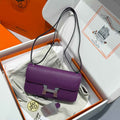 Hermes Constance Box Epsom Leather Purple Silver H082686