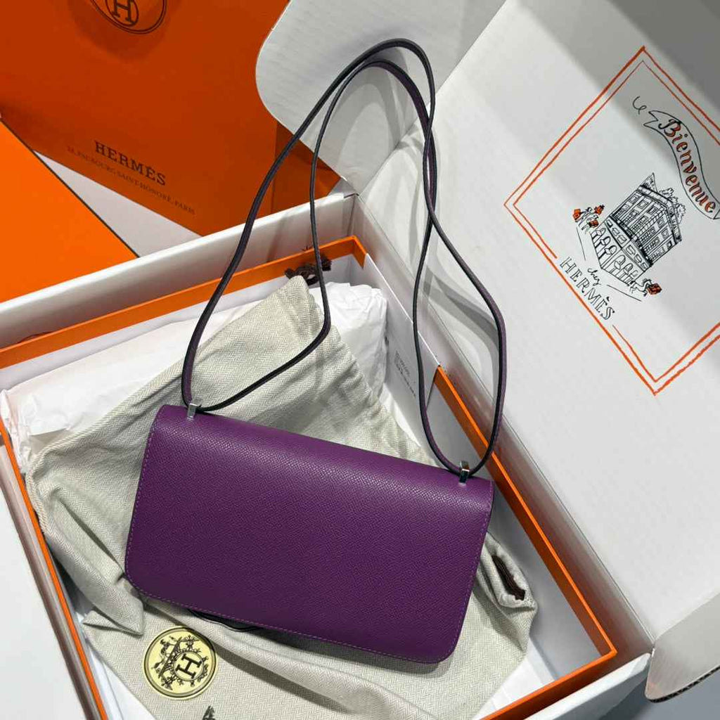 Hermes Constance Box Epsom Leather Purple Silver H082686