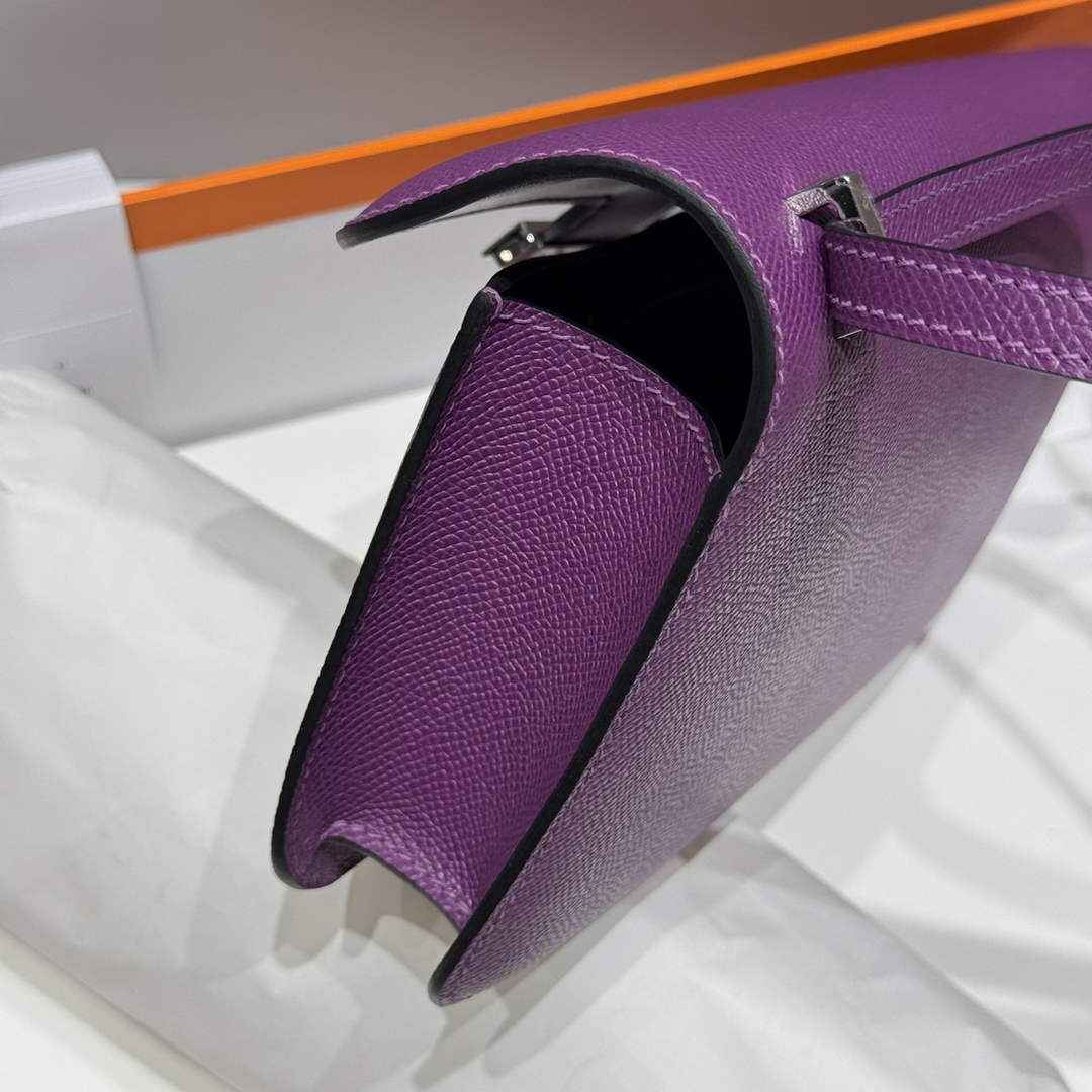 Hermes Constance Box Epsom Leather Purple Silver H082686