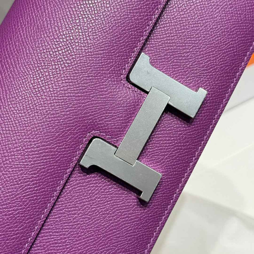 Hermes Constance Box Epsom Leather Purple Silver H082686