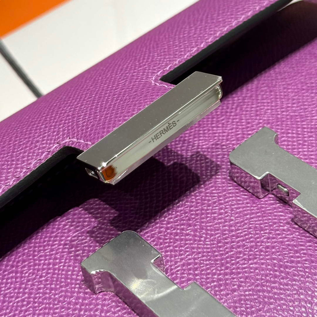 Hermes Constance Box Epsom Leather Purple Silver H082686