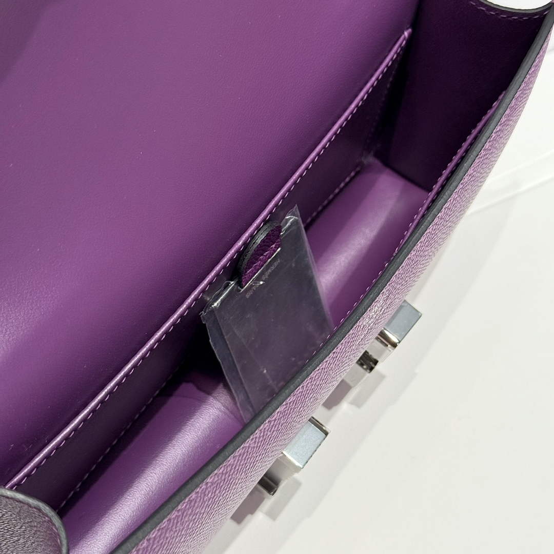 Hermes Constance Box Epsom Leather Purple Silver H082686