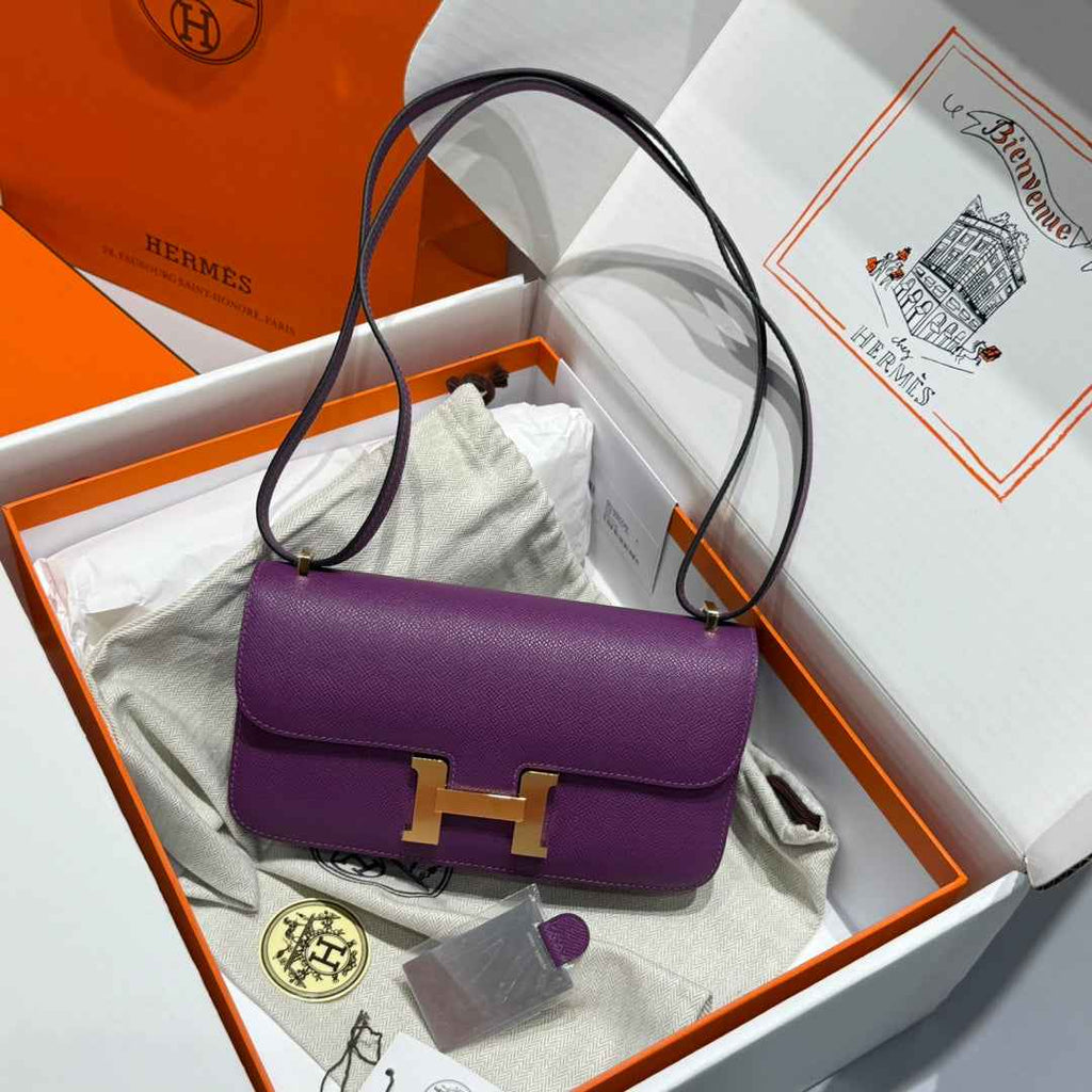 Hermes Constance Box Epsom Leather Purple Gold H082685