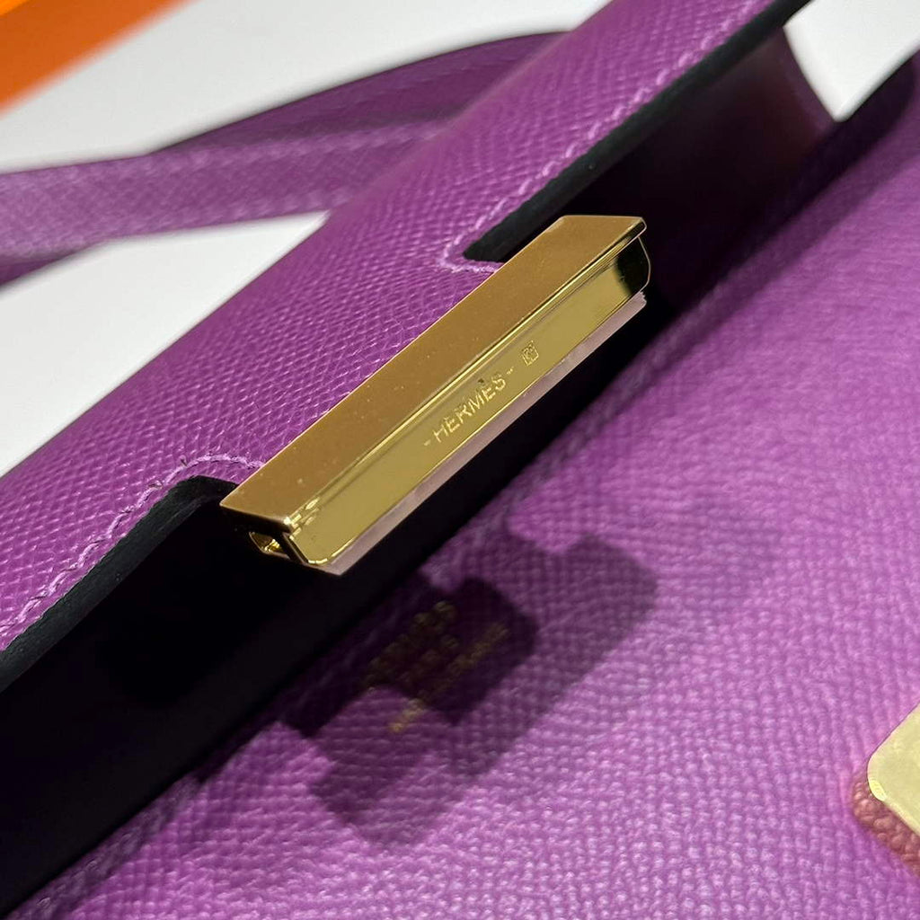 Hermes Constance Box Epsom Leather Purple Gold H082685