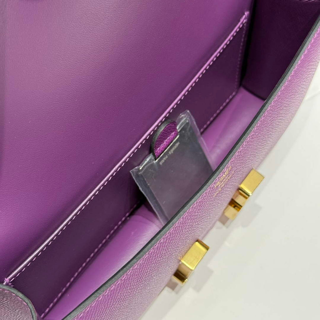 Hermes Constance Box Epsom Leather Purple Gold H082685