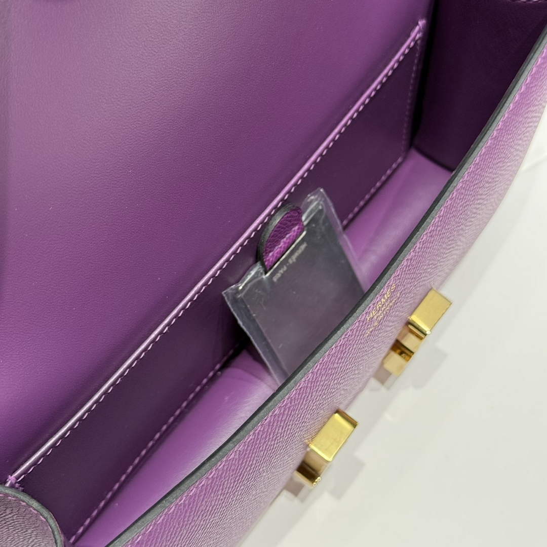 Hermes Constance Box Epsom Leather Purple Gold H082685