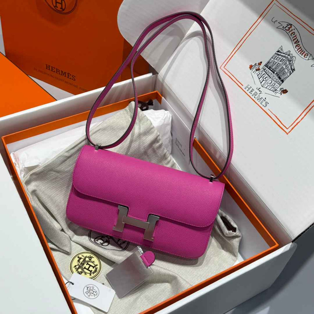 Hermes Constance Box Epsom Leather Plum Silver H082687