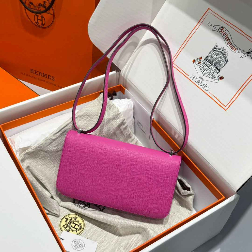 Hermes Constance Box Epsom Leather Plum Silver H082687