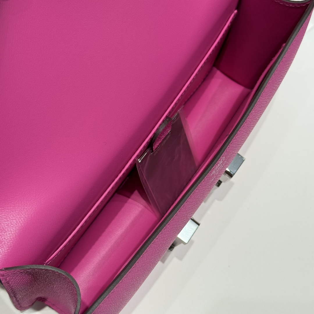 Hermes Constance Box Epsom Leather Plum Silver H082687