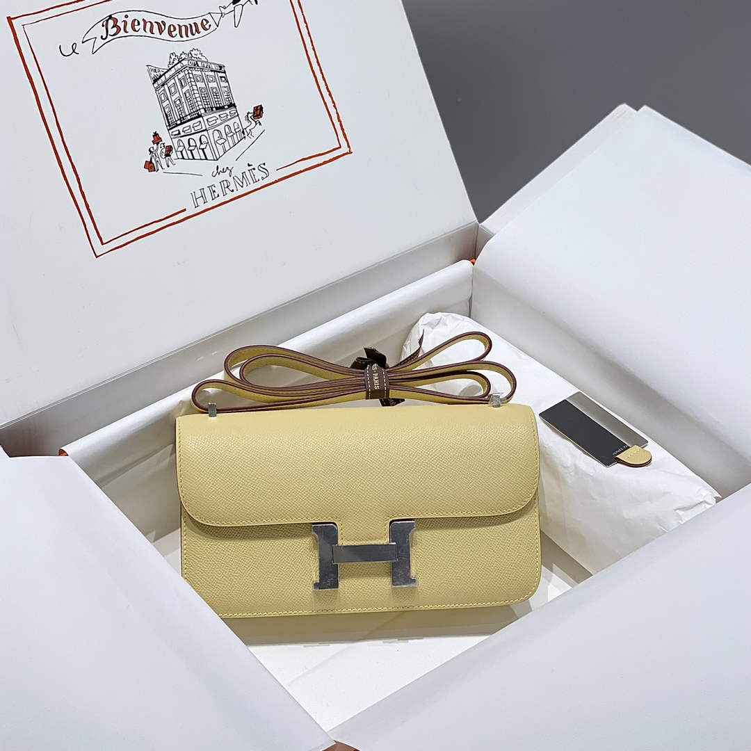 Hermes Constance Box Epsom Leather Yellow Silver H082761