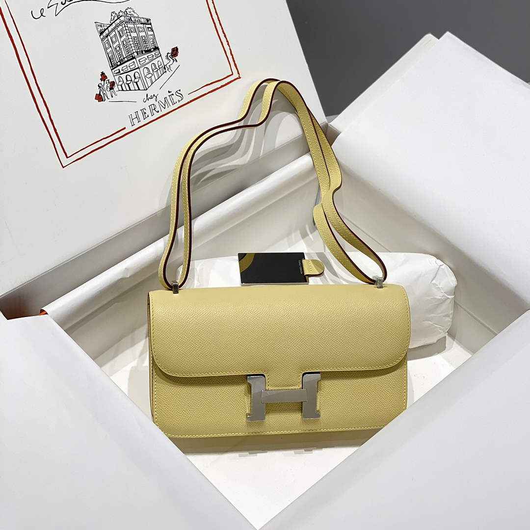 Hermes Constance Box Epsom Leather Yellow Silver H082761