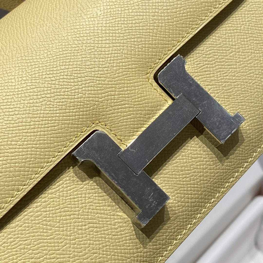 Hermes Constance Box Epsom Leather Yellow Silver H082761