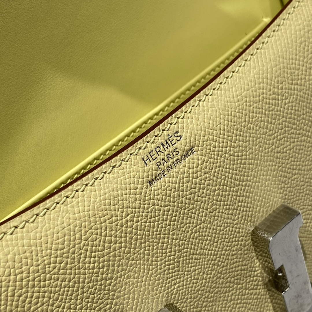 Hermes Constance Box Epsom Leather Yellow Silver H082761