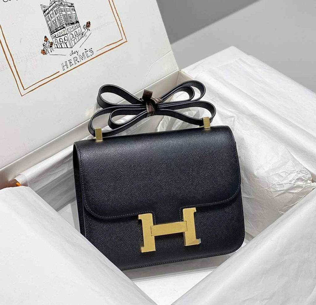 Hermes Constance 23 Box Epsom Leather Black Gold H082801