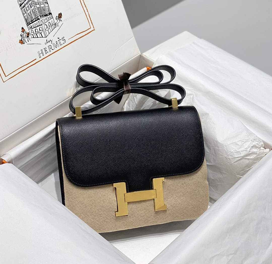 Hermes Constance 23 Box Epsom Leather Black Gold H082801