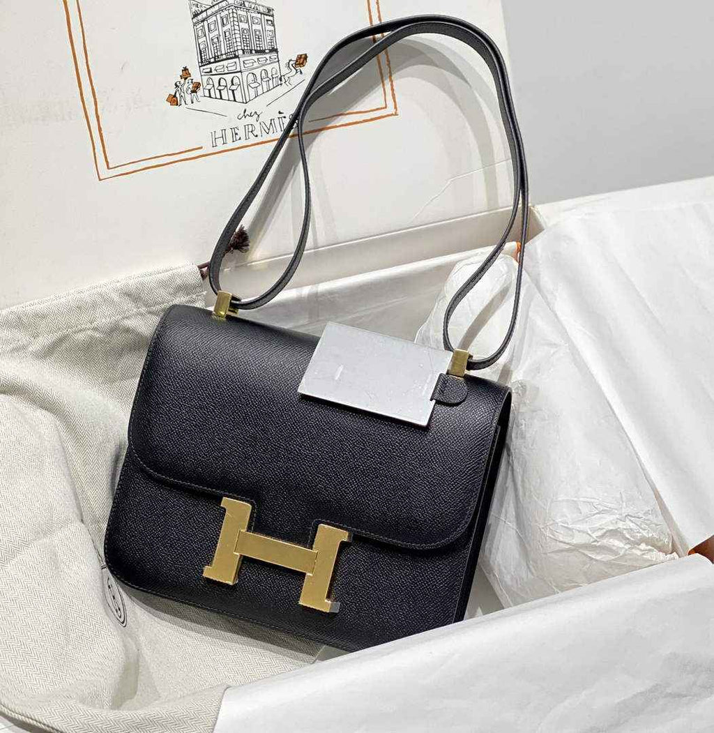 Hermes Constance 23 Box Epsom Leather Black Gold H082801