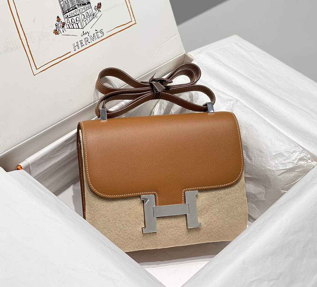 Hermes Constance 23 Box Epsom Leather Brown Silver H082811