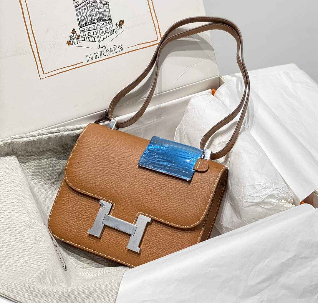 Hermes Constance 23 Box Epsom Leather Brown Silver H082811